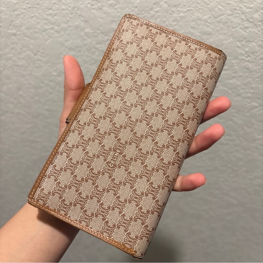 Celine Triomphe Pattern Continental Wallet - Beig… - image 2
